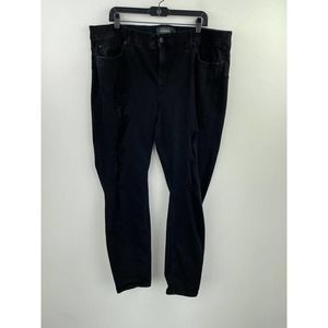 Torrid 24W Bombshell Skinny Jeans B14-01 Distressed Ripped Black Stretch 42x27